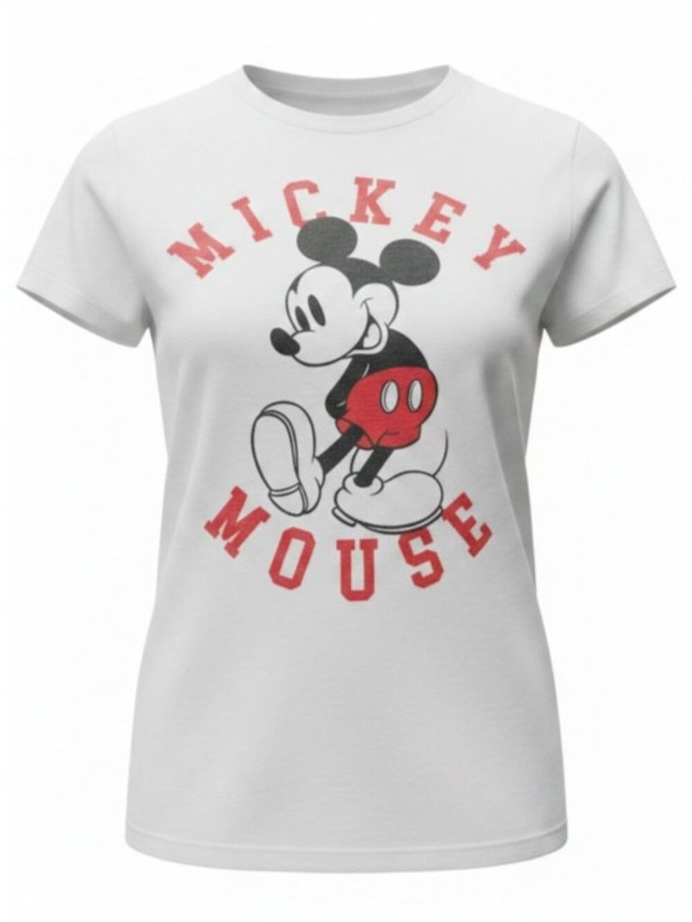 Disney Women’s Large Mickey Mouse T-Shirt White Graphic Short Sleeve Tee